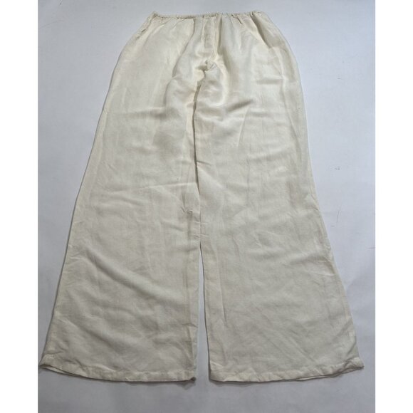 MONDAY Swimwear Belize Wide Leg Linen Blend Pants in White - Picture 3 of 4